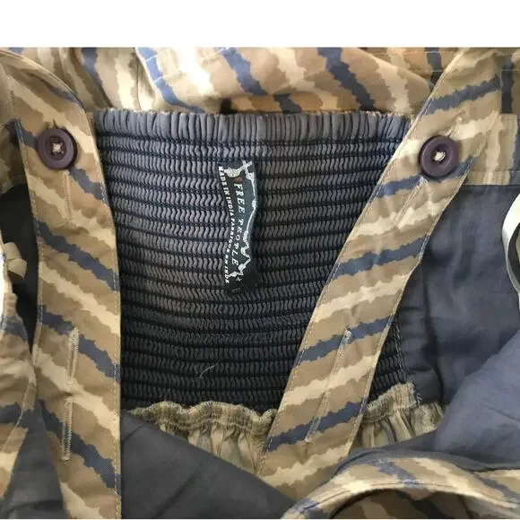 Free People Beige Blue Striped Sleeveless Mini Dress Womens 4 - Picture 9 of 11